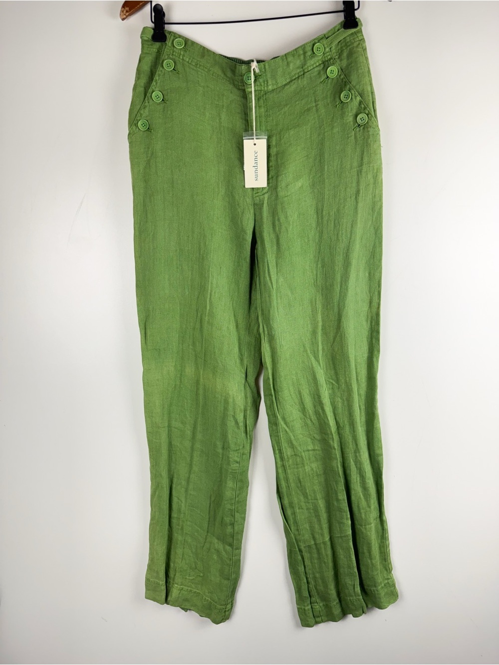Sundance Oaklee Easy linen wide leg pants size Sz 8 NEW Green Beach Resort